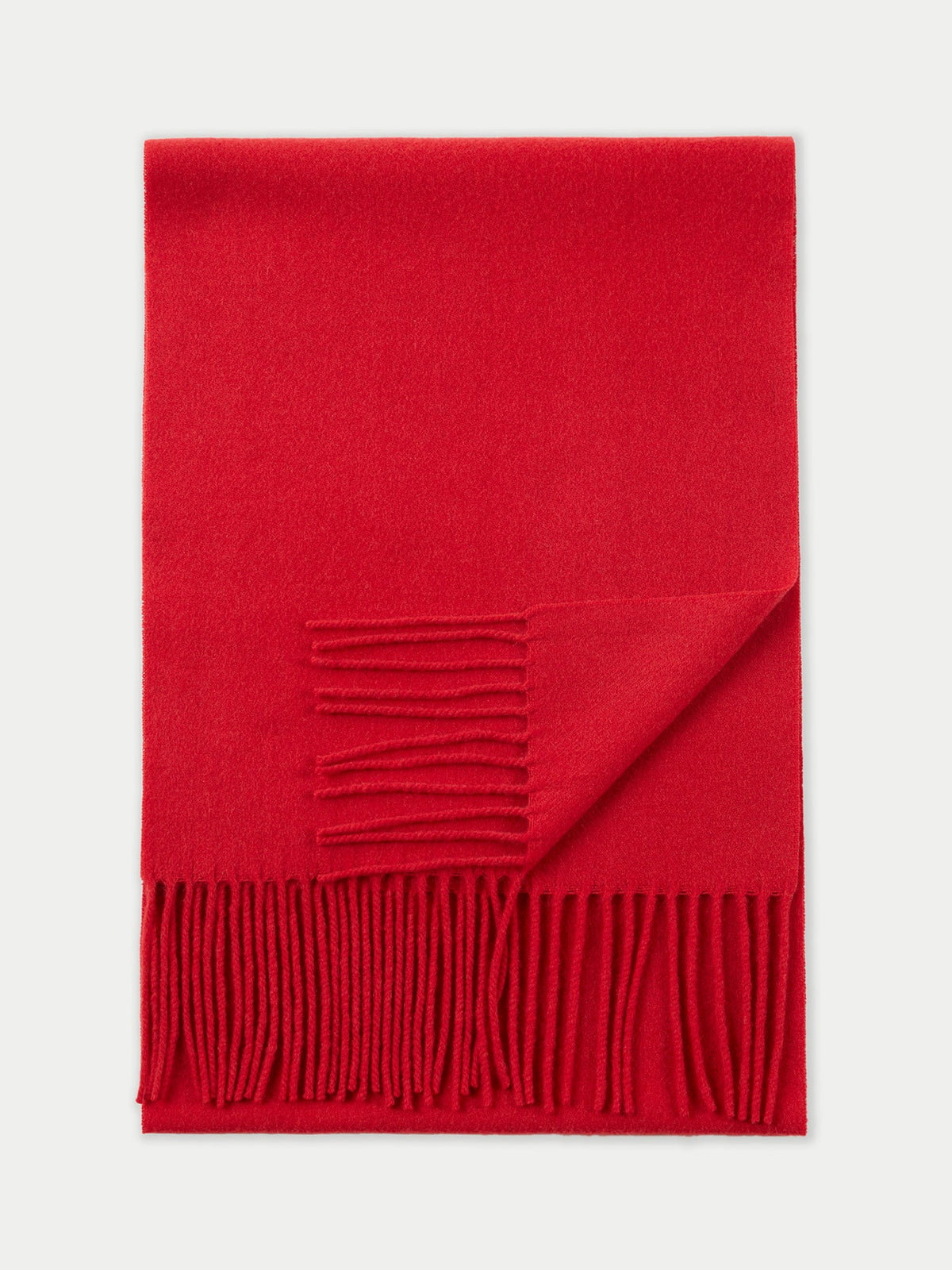 Cashmere Fringed Scarf — True Red