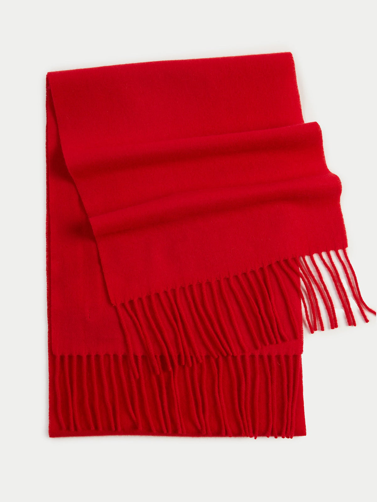 Cashmere Fringed Scarf — True Red