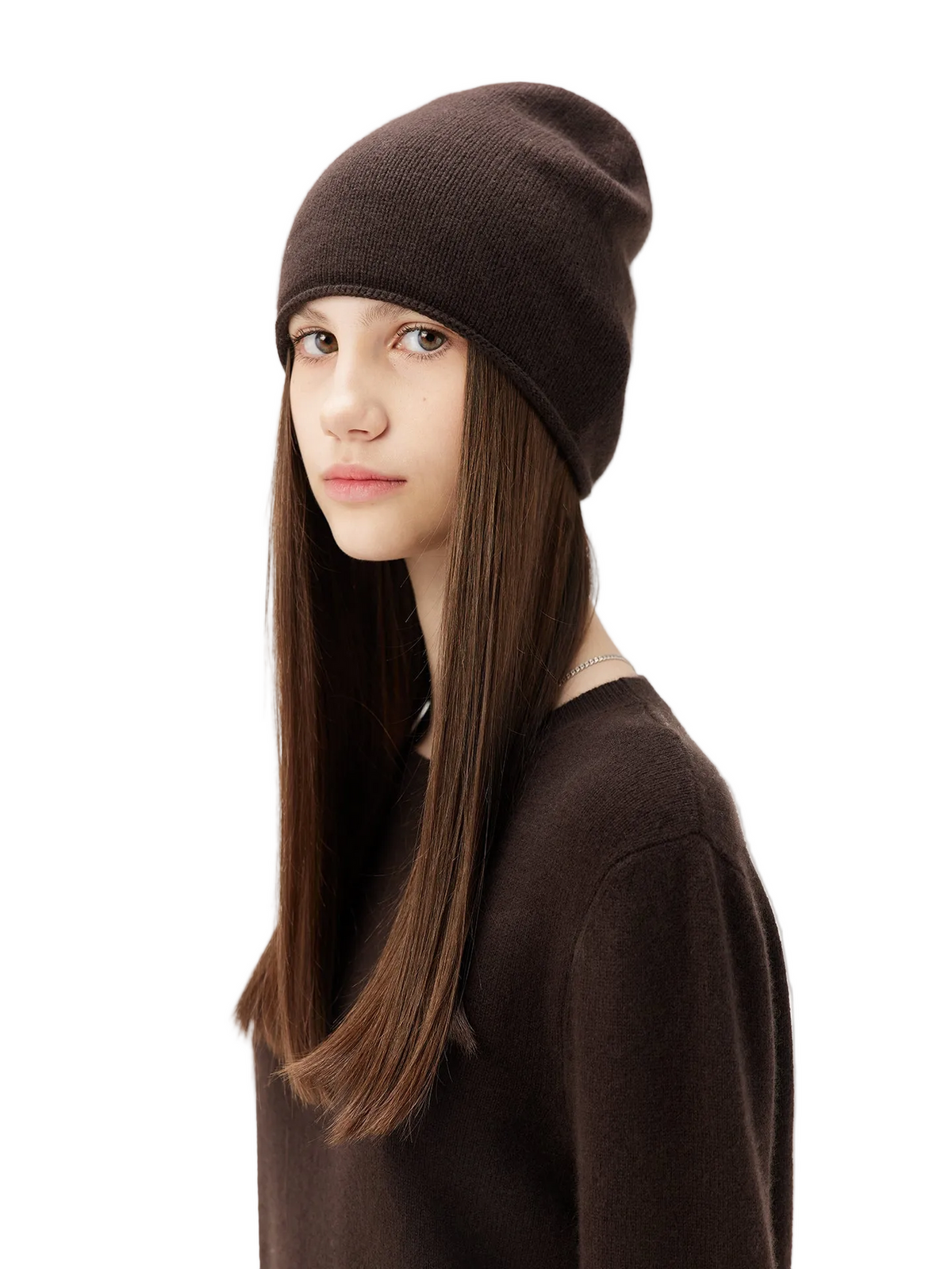 Cashmere Hat & Sweater Set — Umber Brown