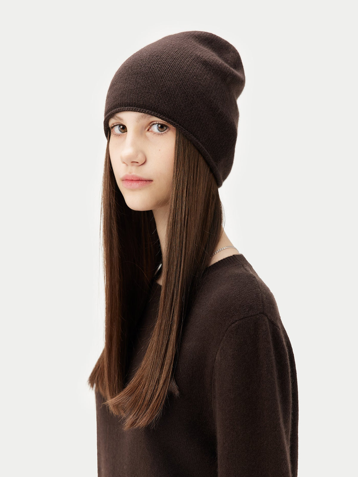 Cashmere Hat & Sweater Set — Umber Brown
