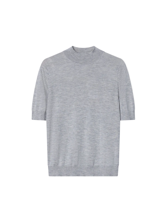 Cashmere Silk Shirt With High Neck — Urban Gray
