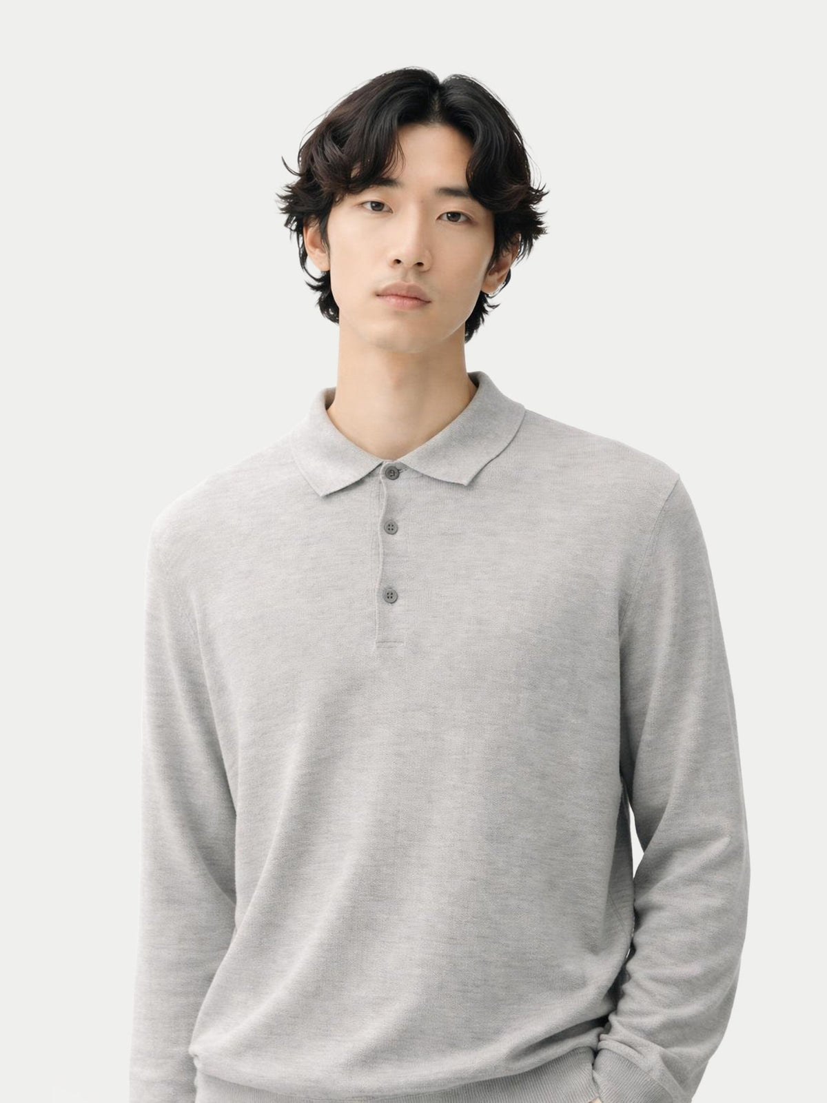 Men's Cashmere Silk Polo — Urban Gray
