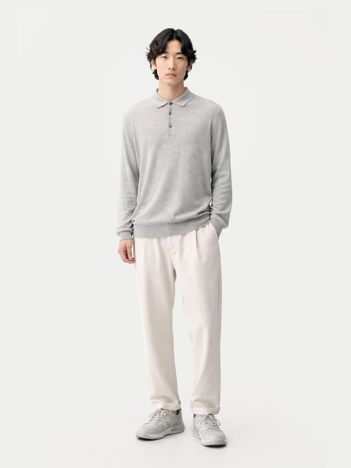 Men's Cashmere Silk Polo — Urban Gray