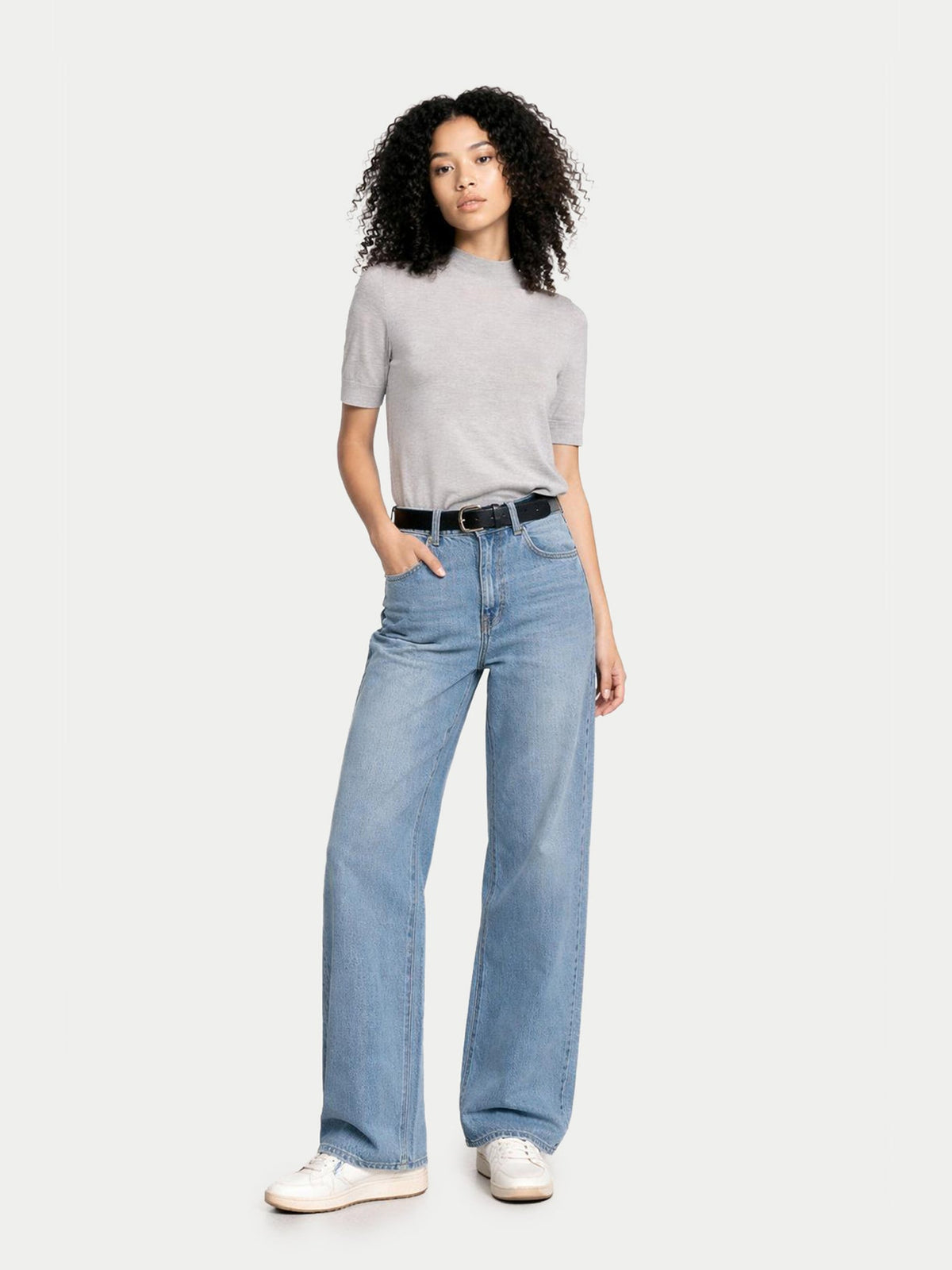Cashmere Silk Shirt With High Neck — Urban Gray