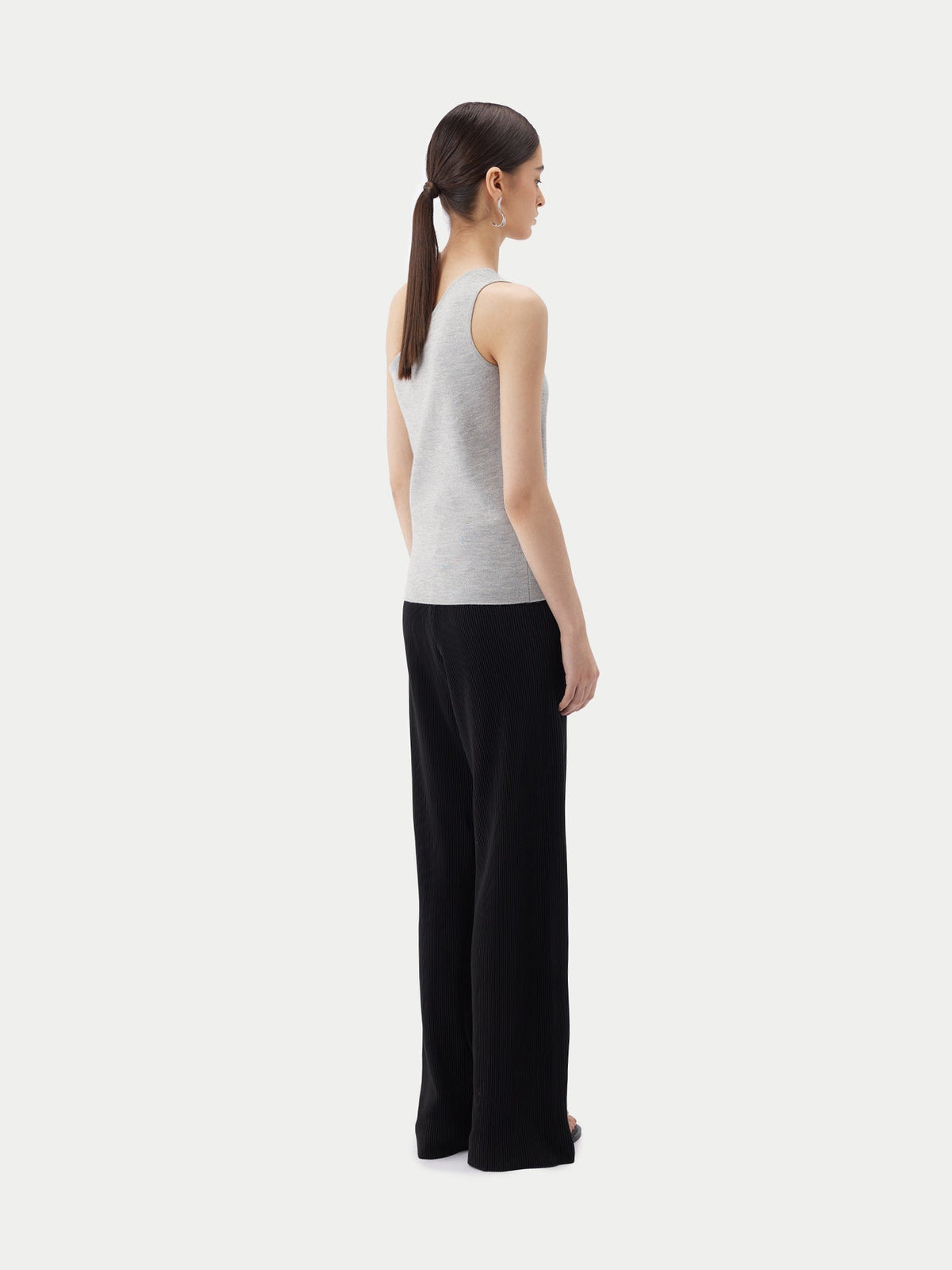 Cashmere Silk Sleeveless Asymmetric Top — Urban Gray