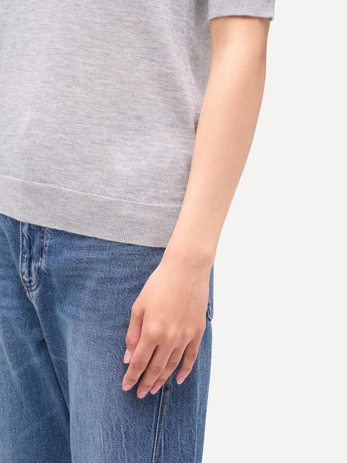 Cashmere Silk Shirt With High Neck — Urban Gray