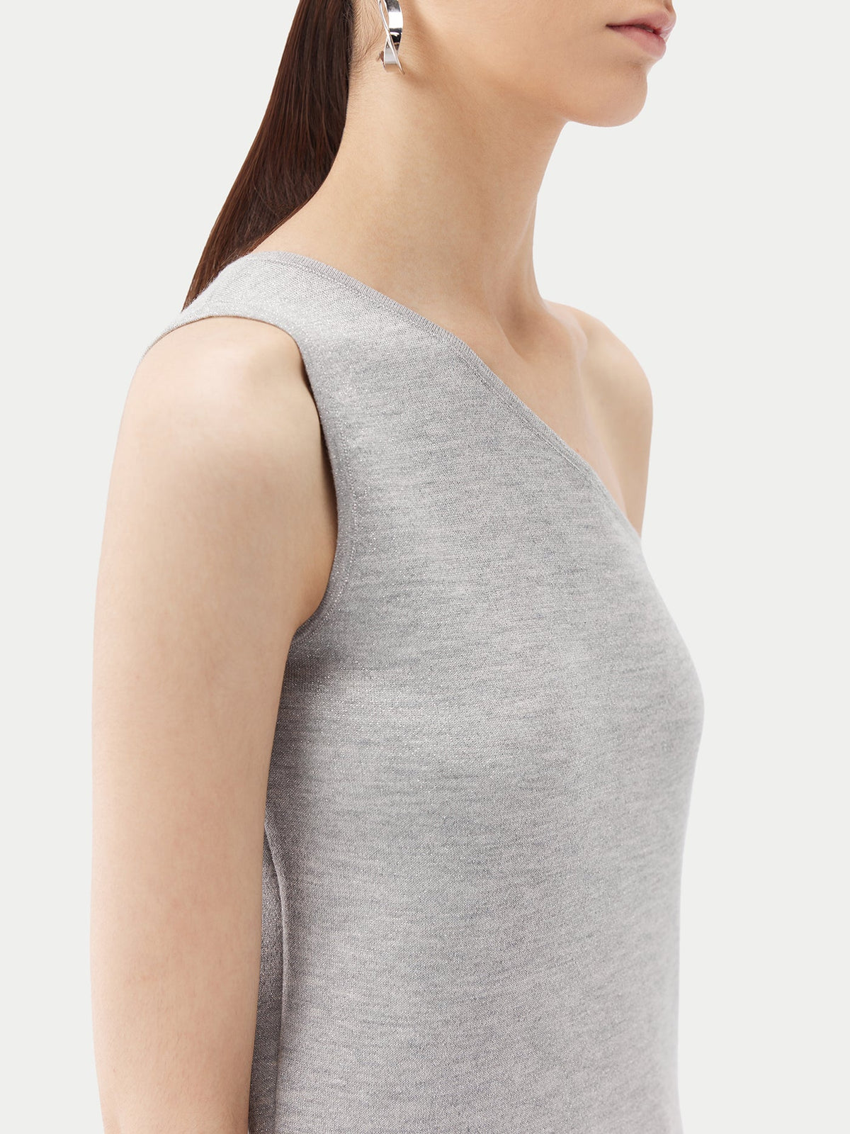 Cashmere Silk Sleeveless Asymmetric Top — Urban Gray