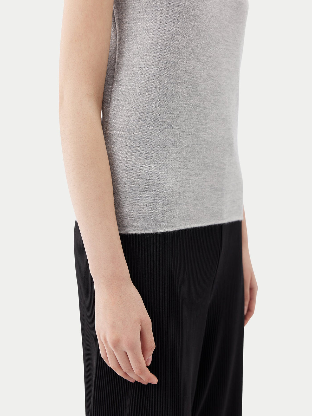 Cashmere Silk Sleeveless Asymmetric Top — Urban Gray
