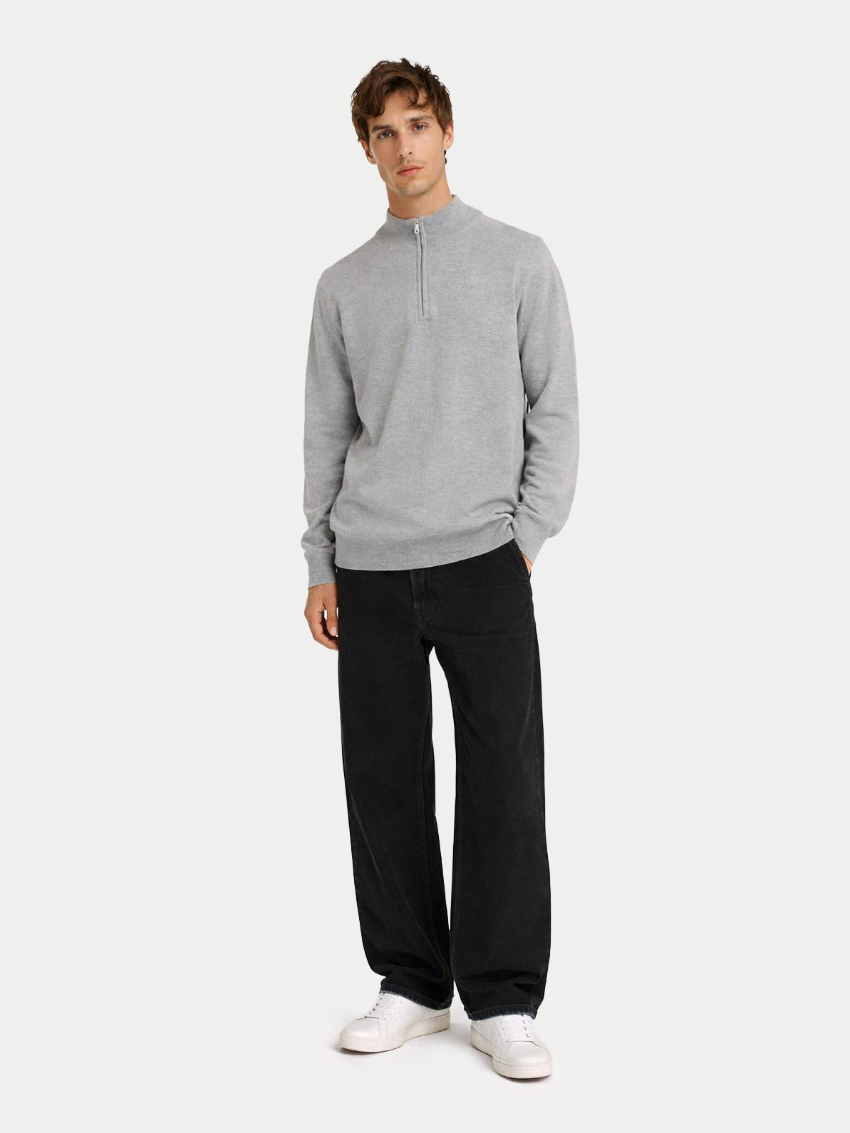 Essential Half-zip Cashmere Sweater — Urban Silver