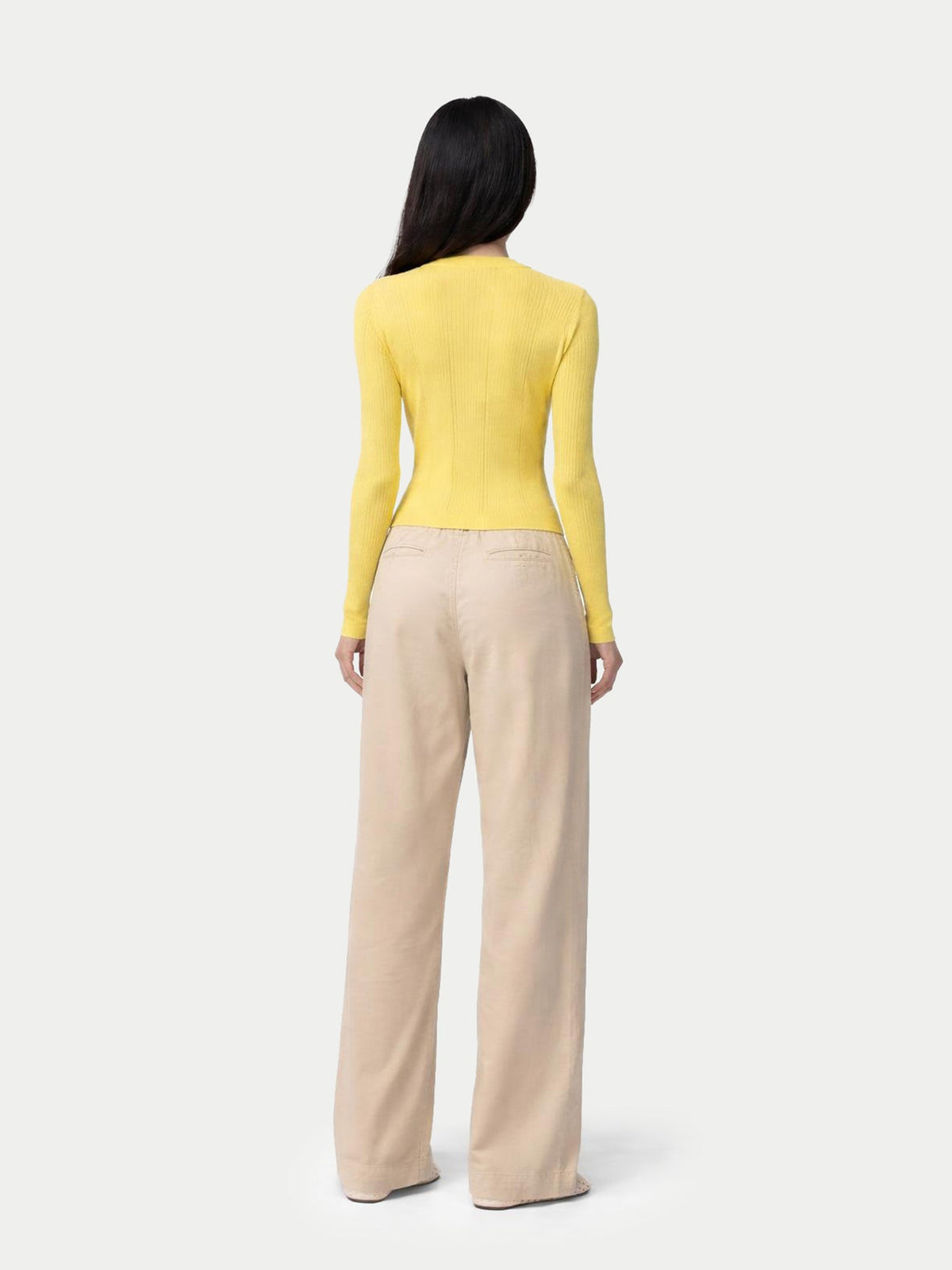 Hidden Button-front Cashmere Silk Cardigan — Vivid Yellow