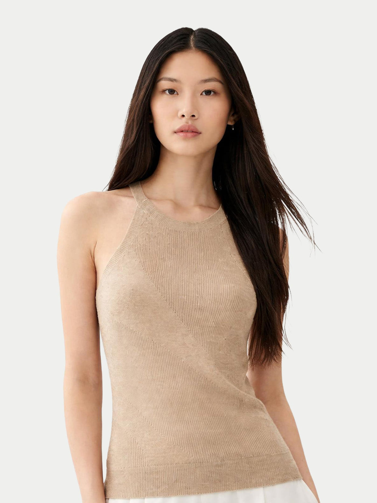 Natural Color Cashmere Top — Warm Grey
