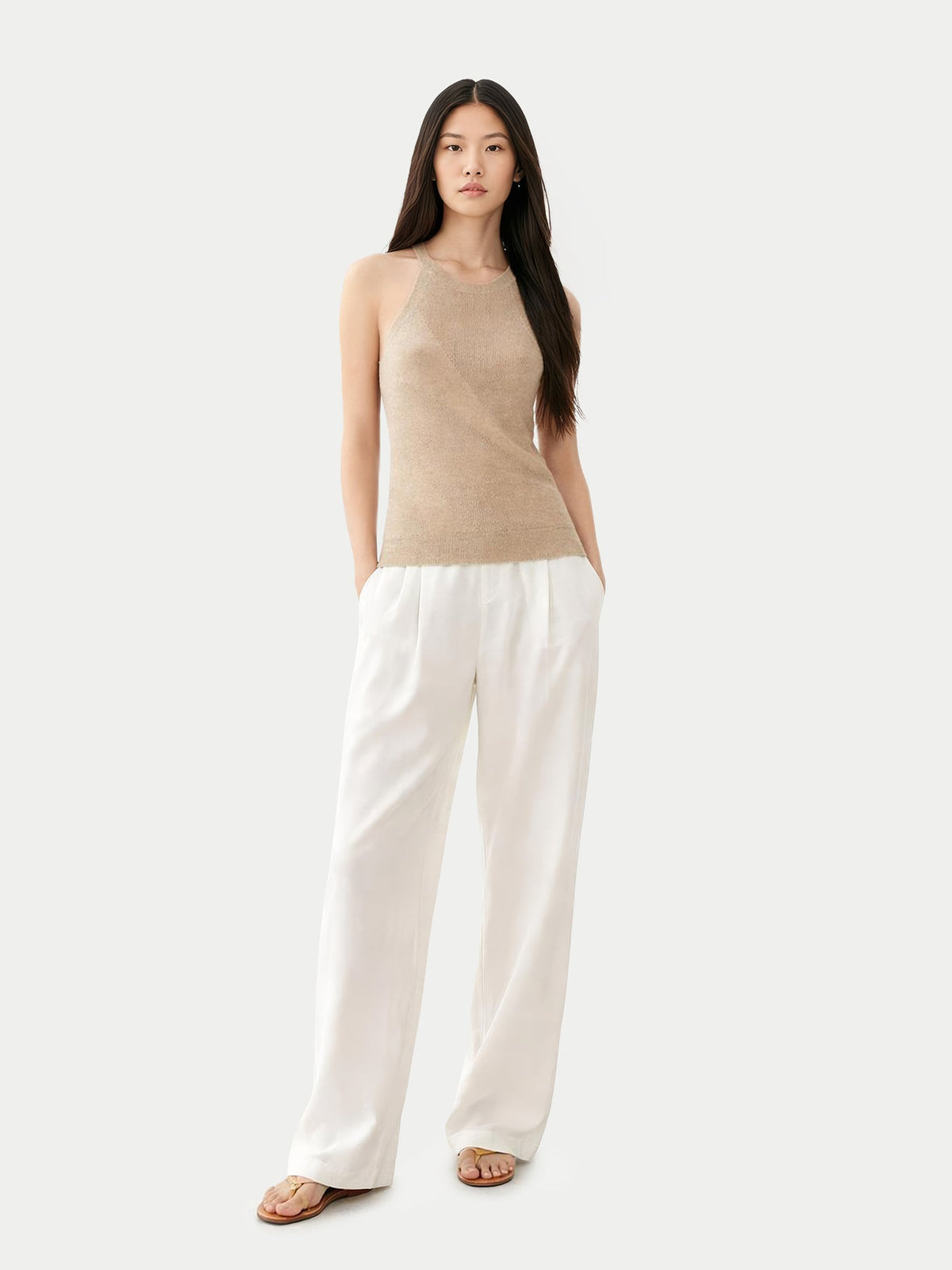 Natural Color Cashmere Top — Warm Grey