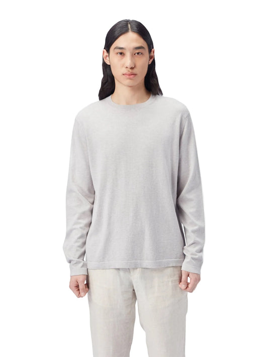 Men's Crewneck Cotton Silk Cashmere Blend Sweater — Warm Light