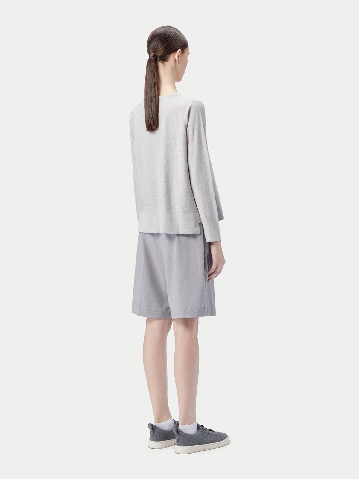 Boatneck Cotton Silk Cashmere Blend Sweater — Warm Light