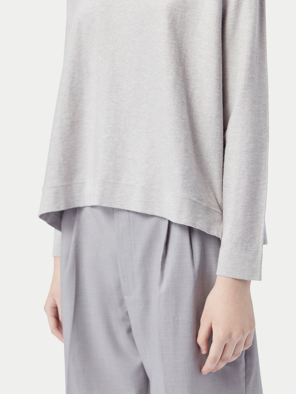 Boatneck Cotton Silk Cashmere Blend Sweater — Warm Light