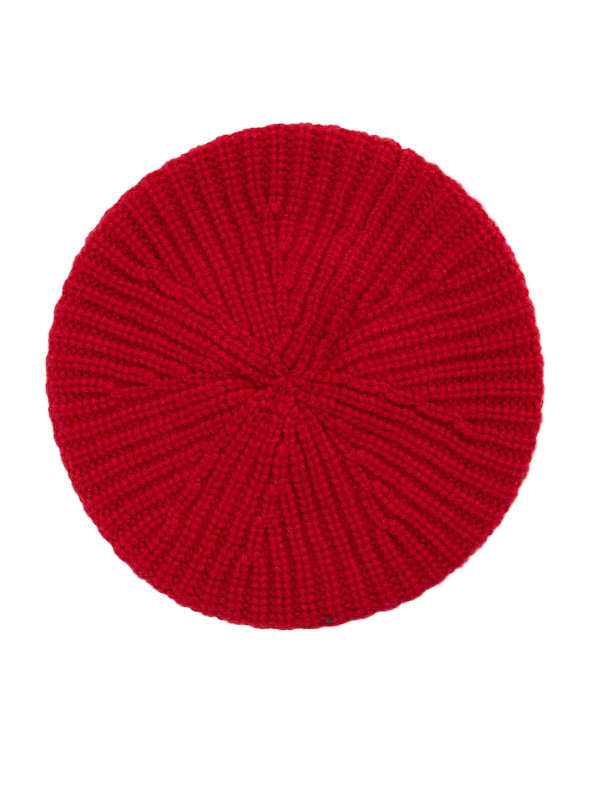 Textured Knit Beret — Warm Red