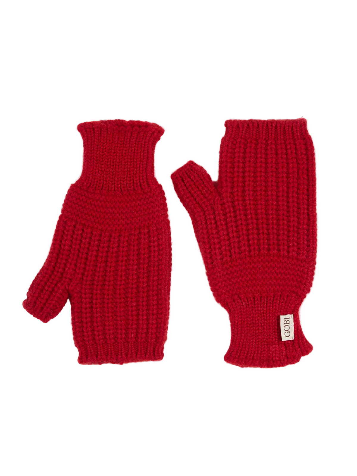 Rib-knit Cashmere Gloves — Warm Red