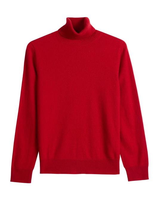Timeless Cashmere Turtleneck Sweater — Warm Red