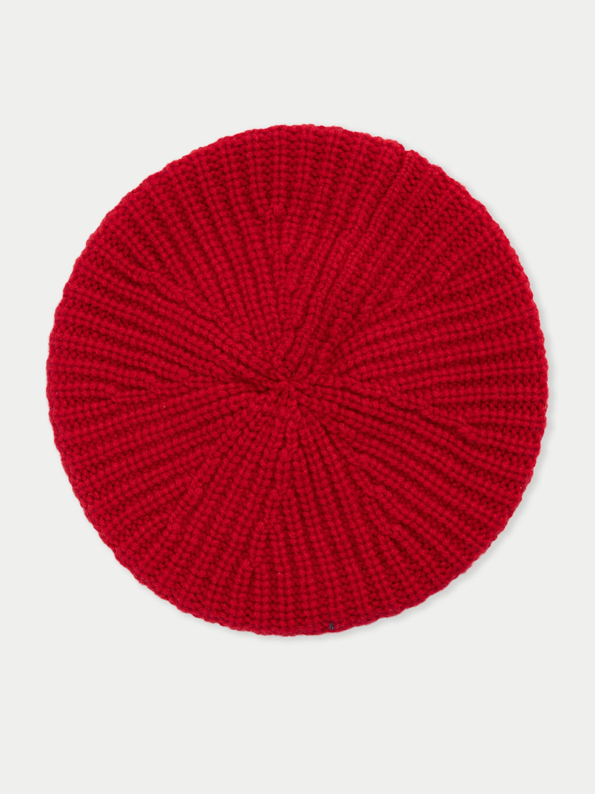 Textured Knit Beret — Warm Red