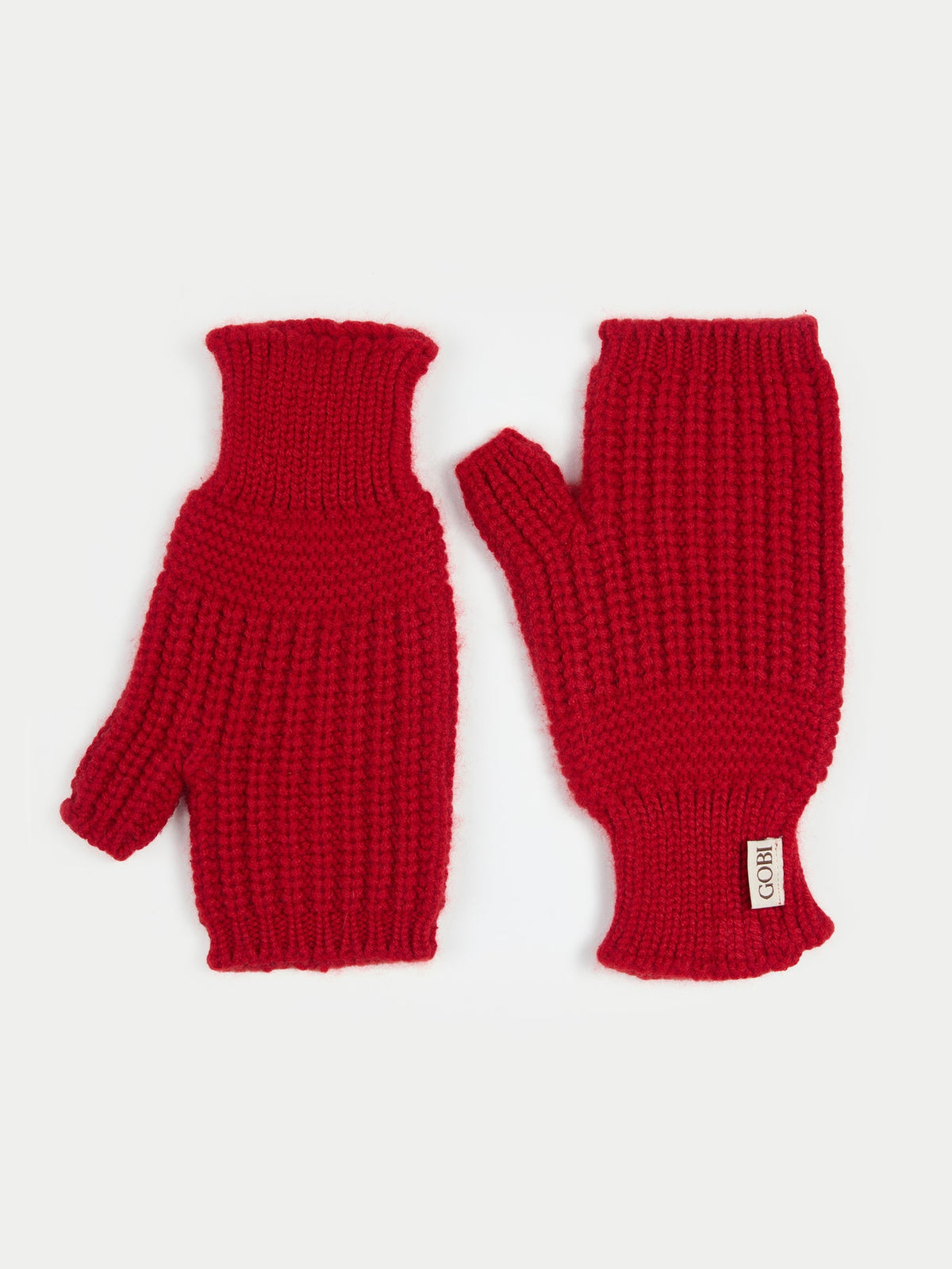 Rib-knit Cashmere Gloves — Warm Red