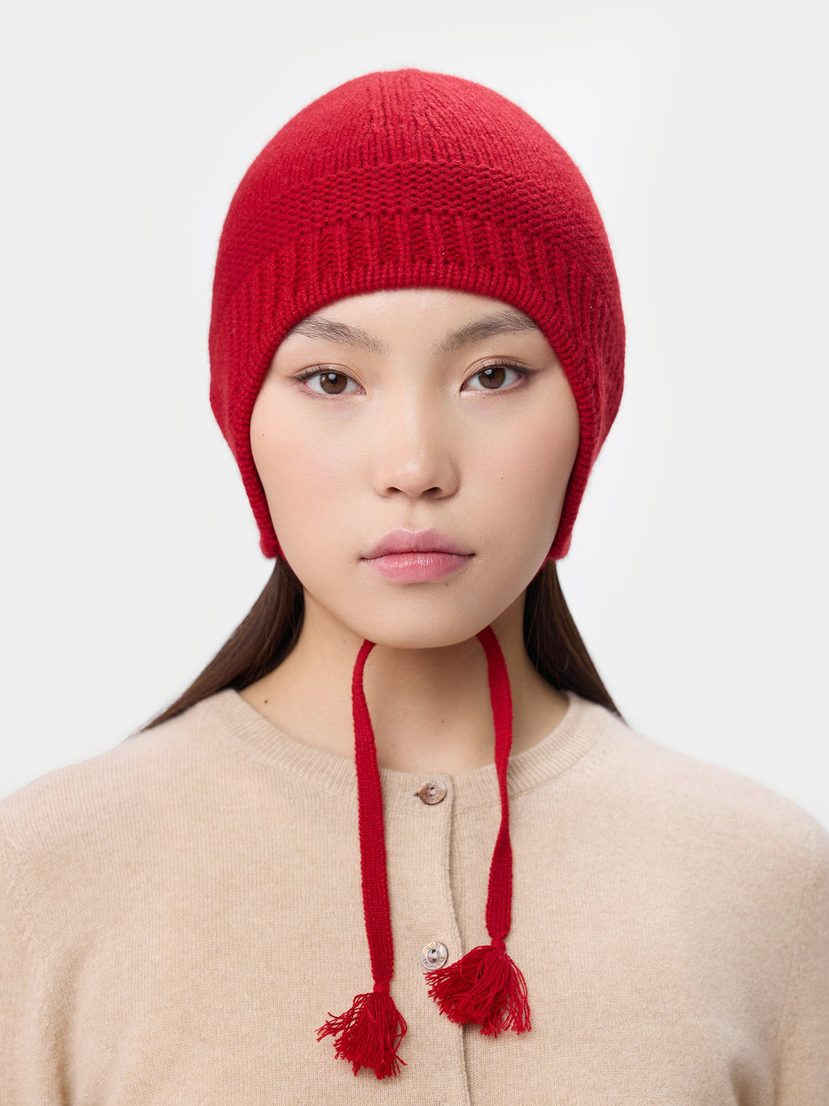 Ultimate Warmth Knit Tie Hat — Warm Red