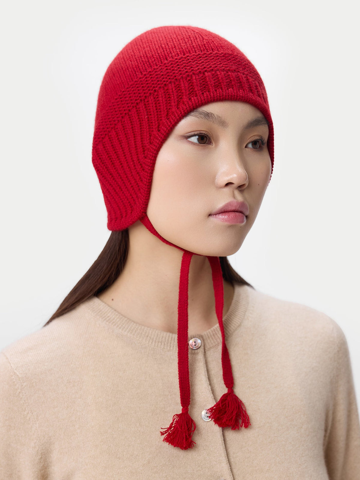 Ultimate Warmth Knit Tie Hat — Warm Red