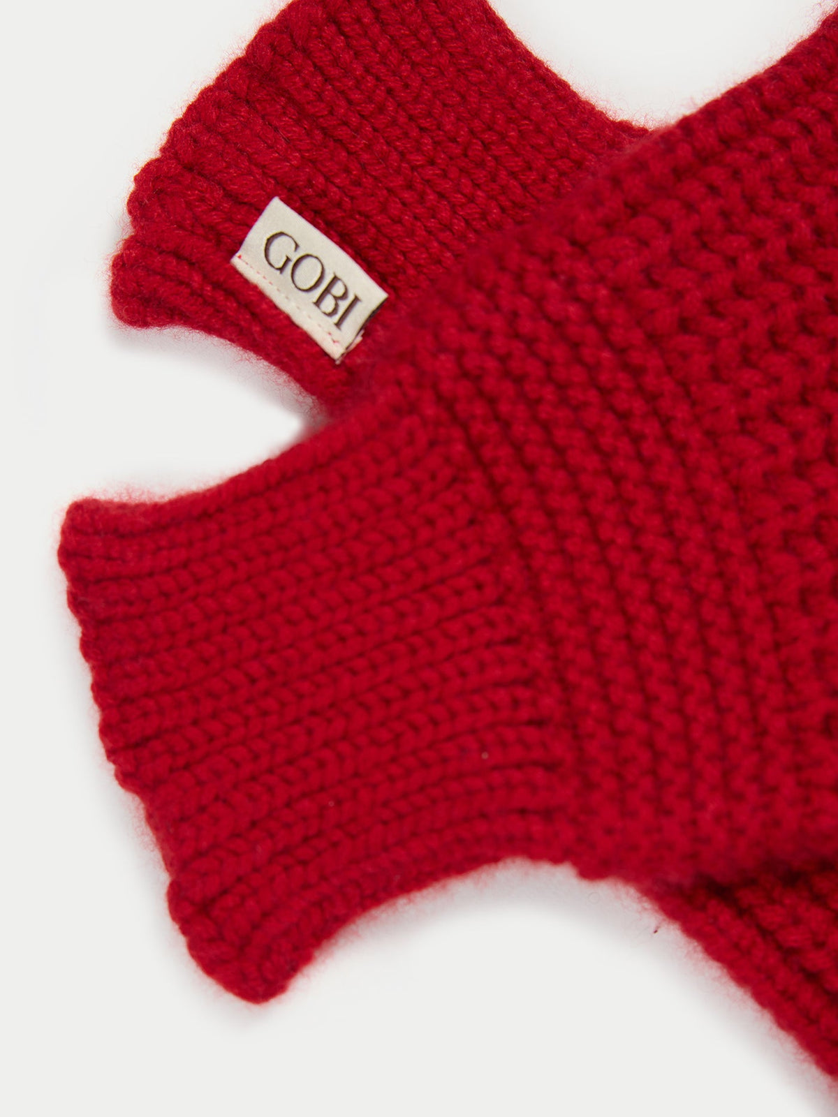 Rib-knit Cashmere Gloves — Warm Red