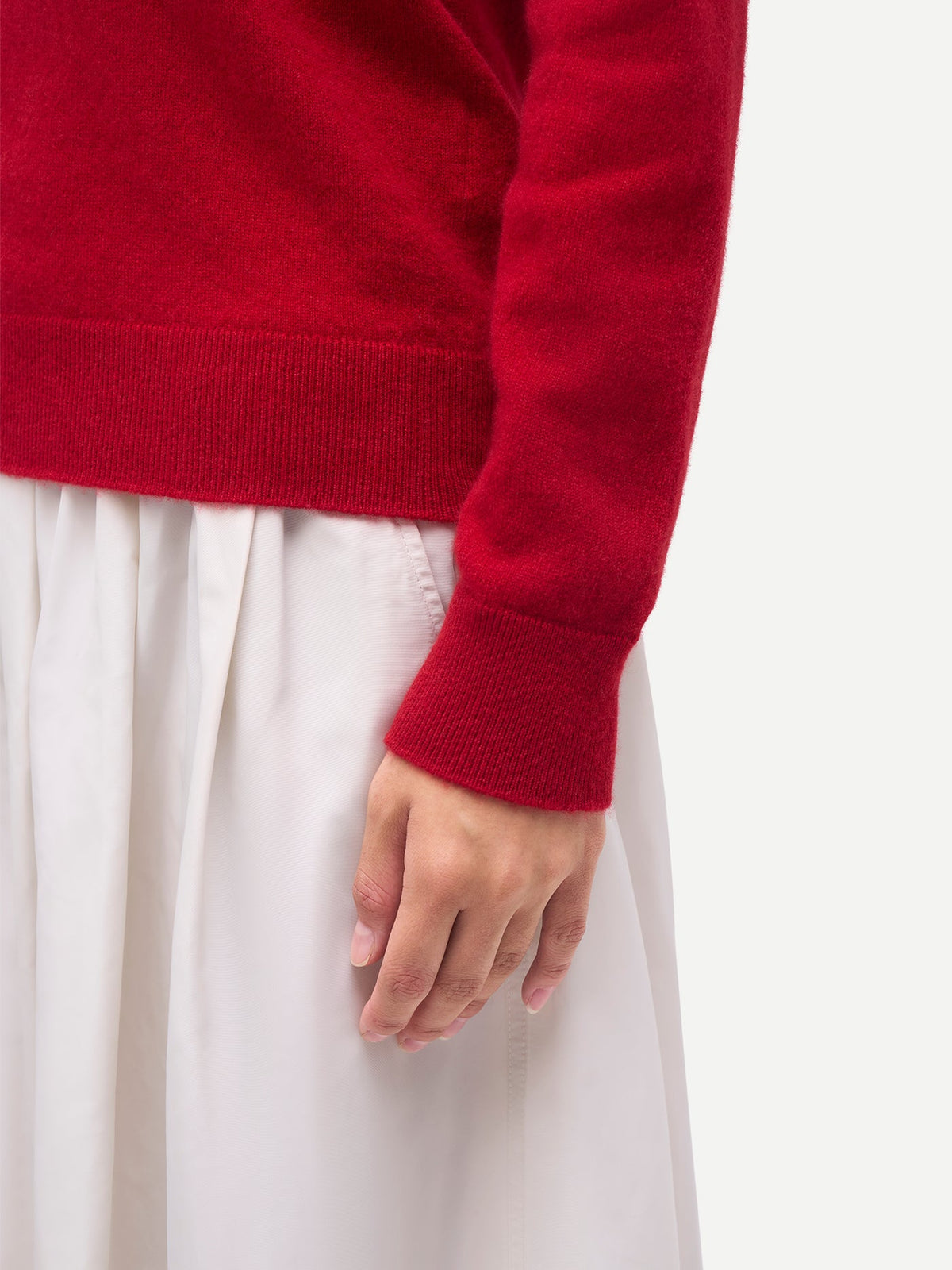 Timeless Cashmere V-neck Sweater — Warm Red