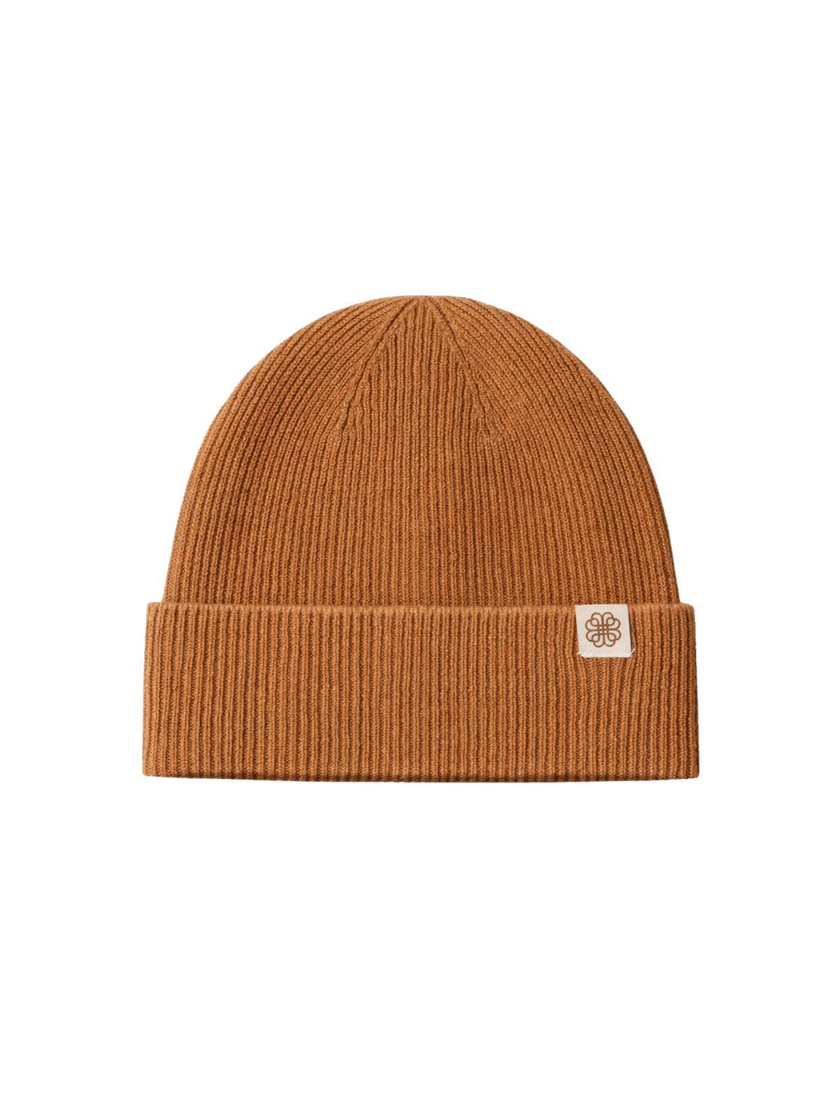 Cashmere Rib Knit Beanie — Warm Tan