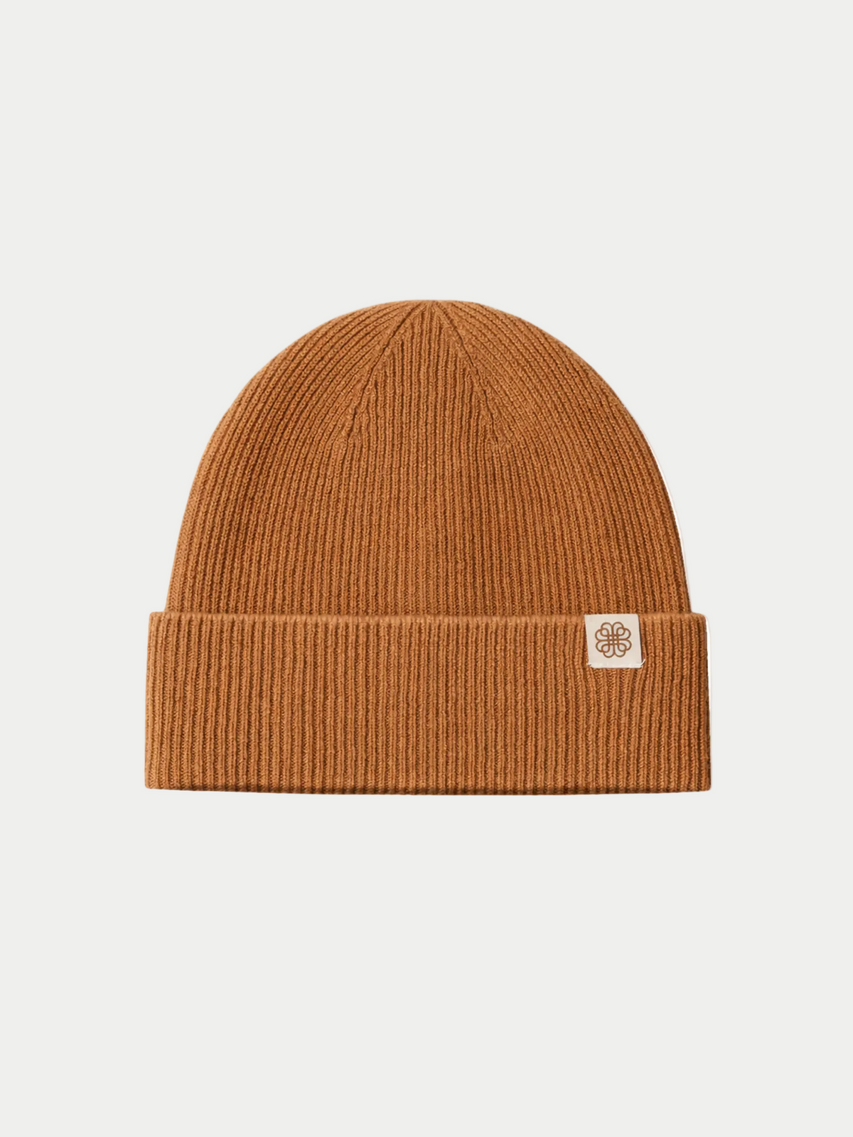 Cashmere Rib Knit Beanie — Warm Tan