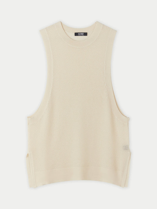 Silk Cashmere Ajour Knitted Top — White