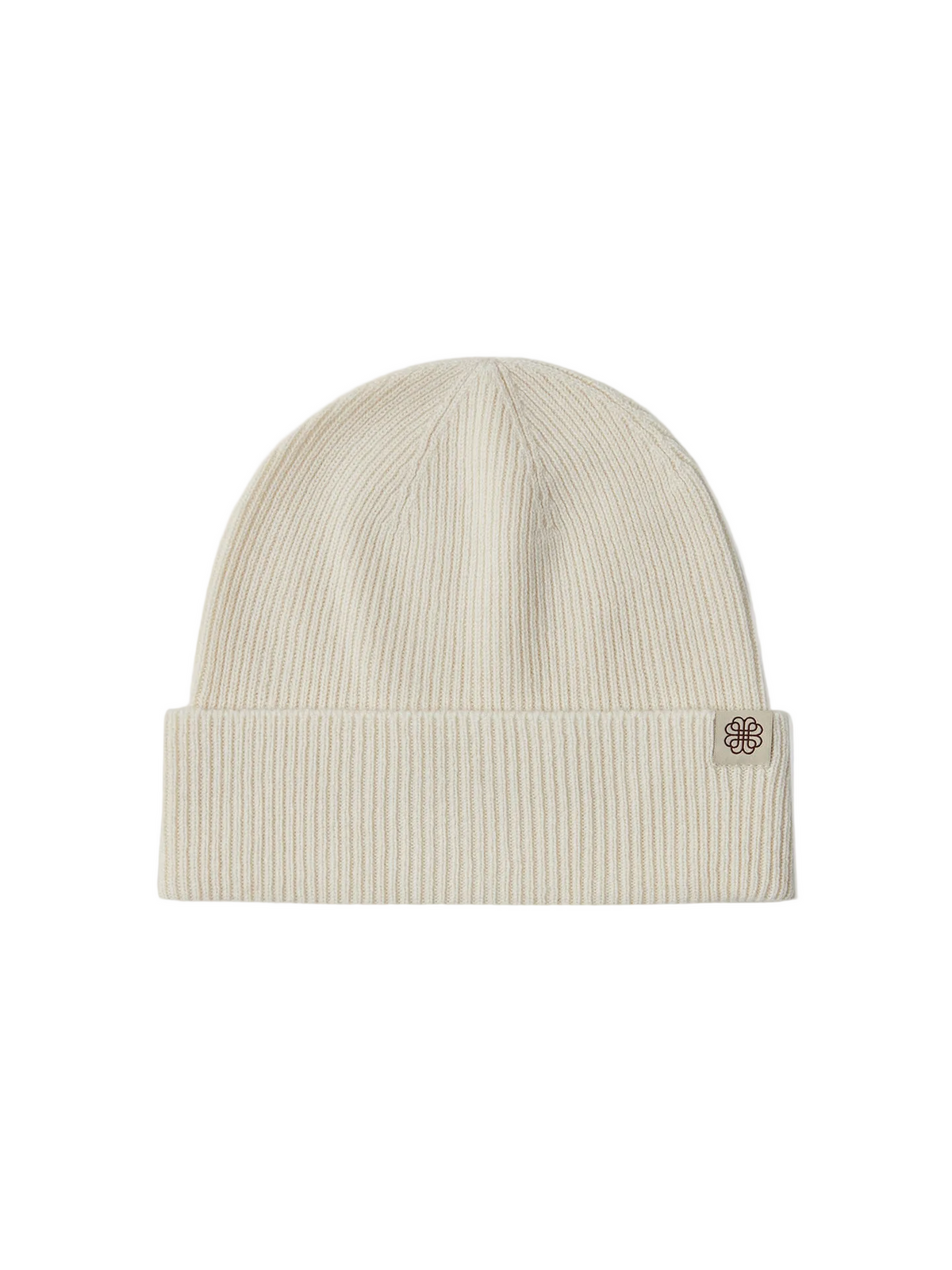Cashmere Rib Knit Beanie — White