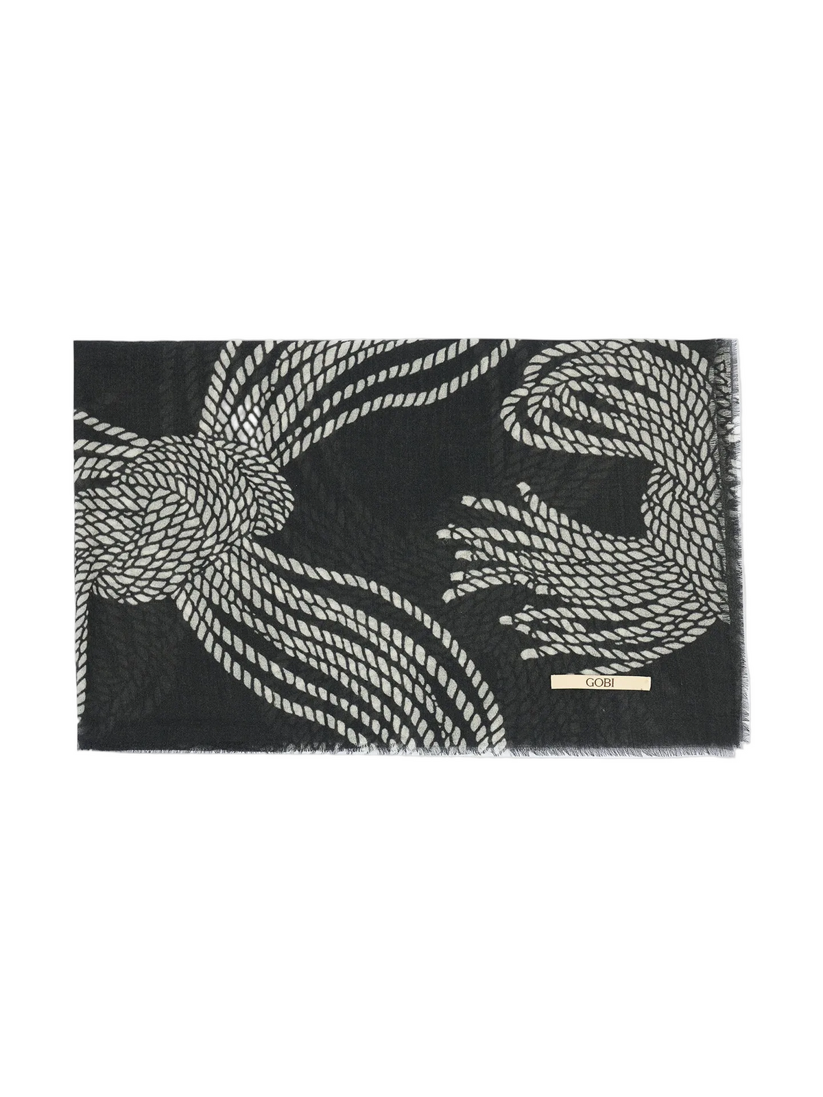 Rope Knots Printed Cashmere Shawl — White