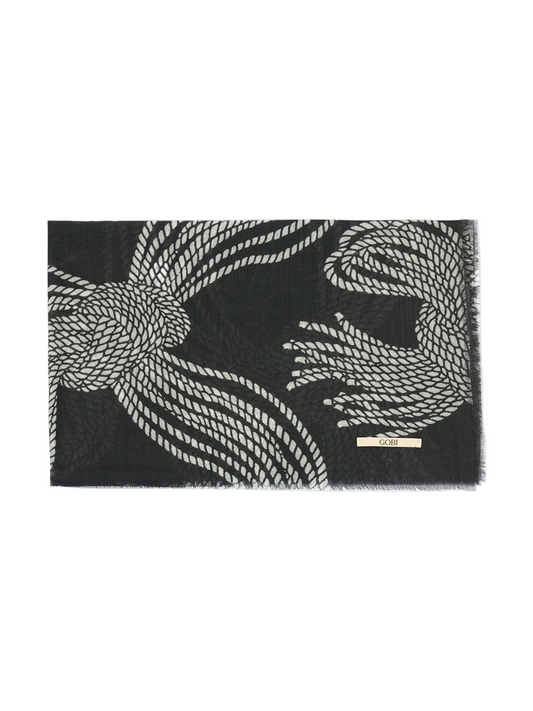 Rope Knots Printed Cashmere Shawl — White