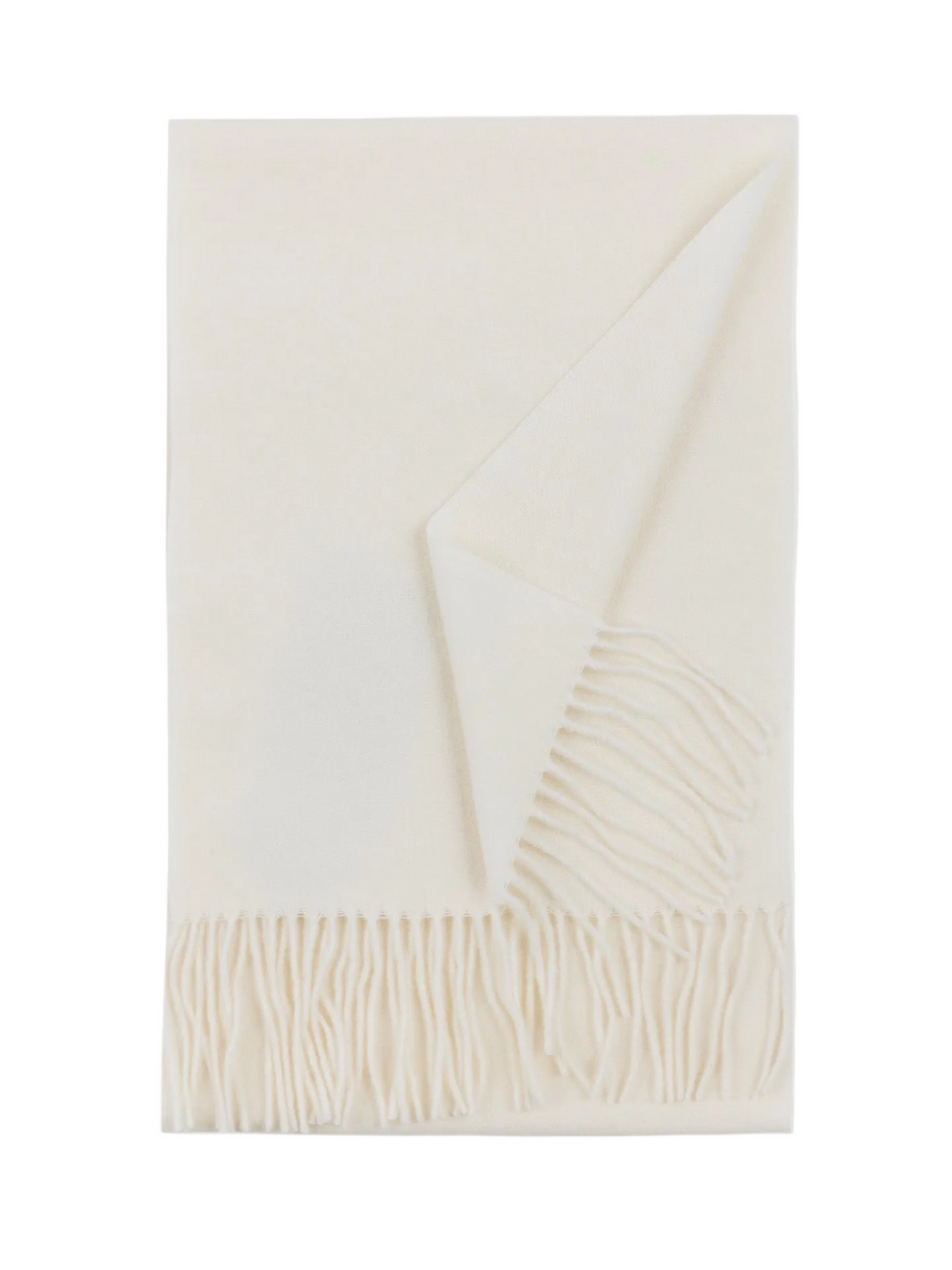 Cashmere Fringed Scarf — White