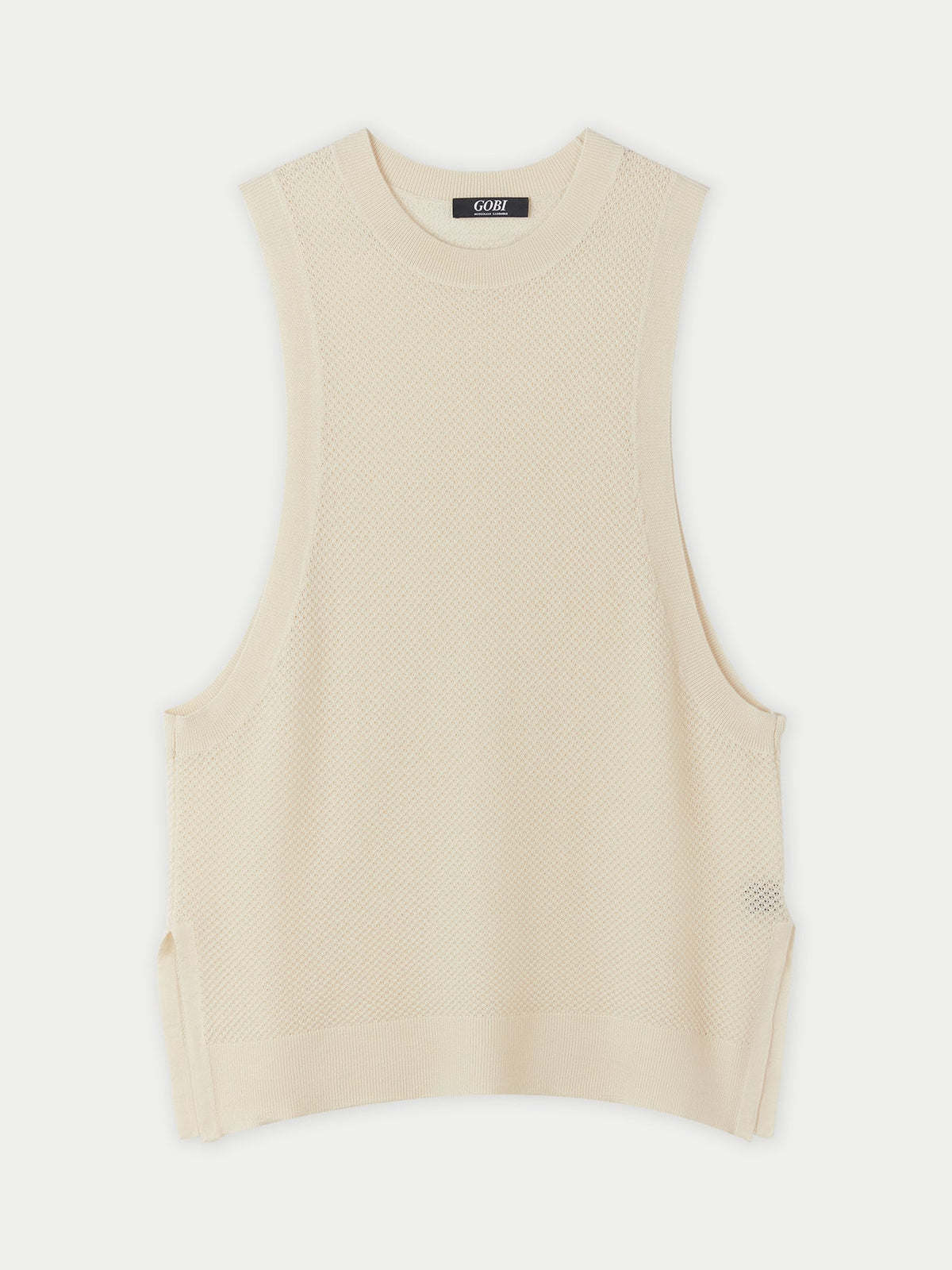 Silk Cashmere Ajour Knitted Top — White
