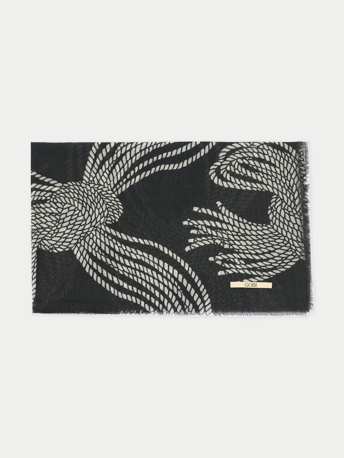 Rope Knots Printed Cashmere Shawl — White