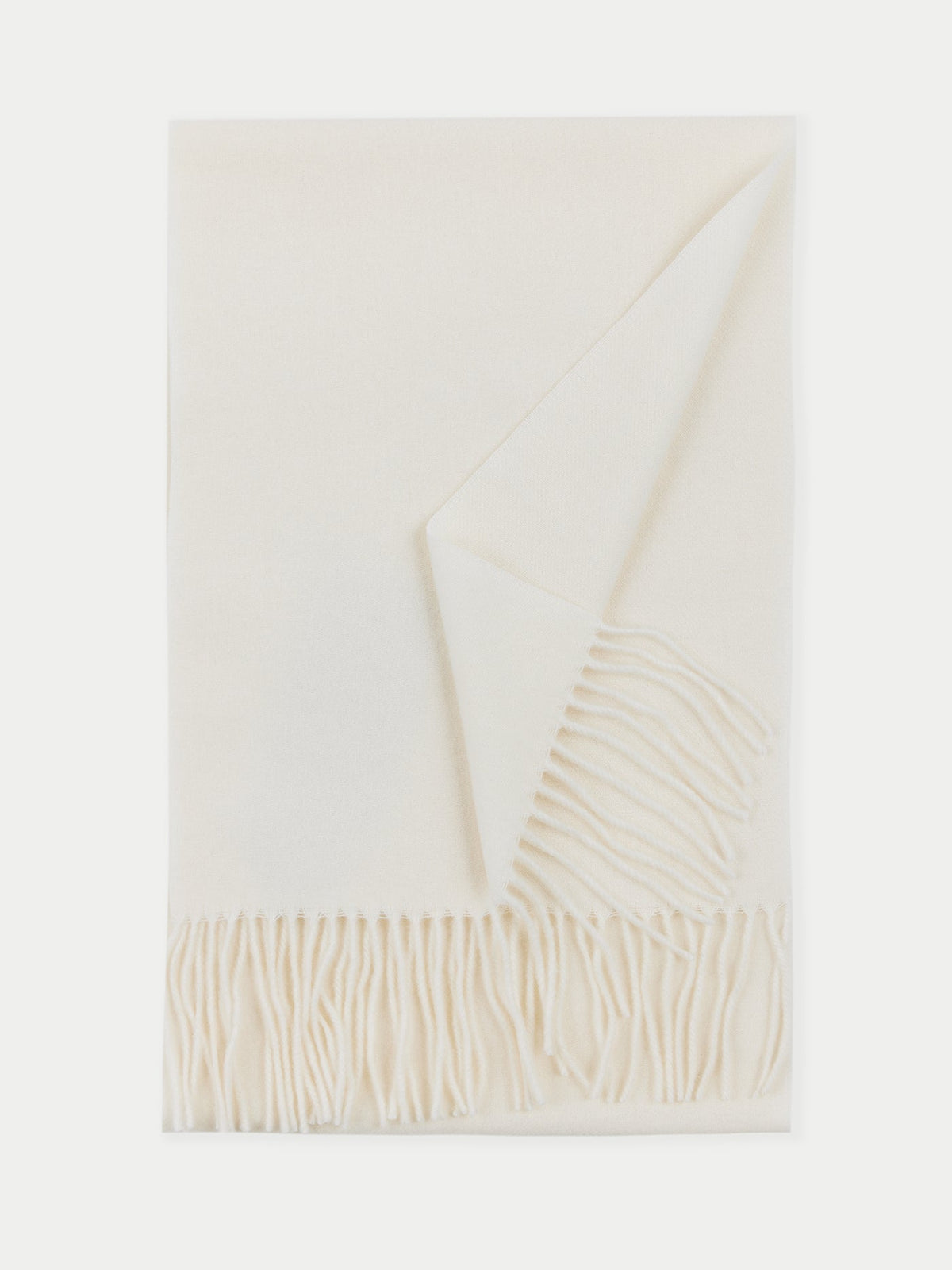 Cashmere Fringed Scarf — White
