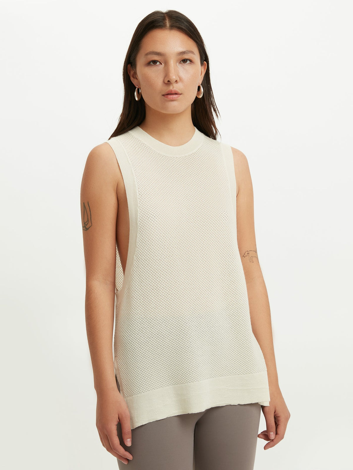 Silk Cashmere Ajour Knitted Top — White
