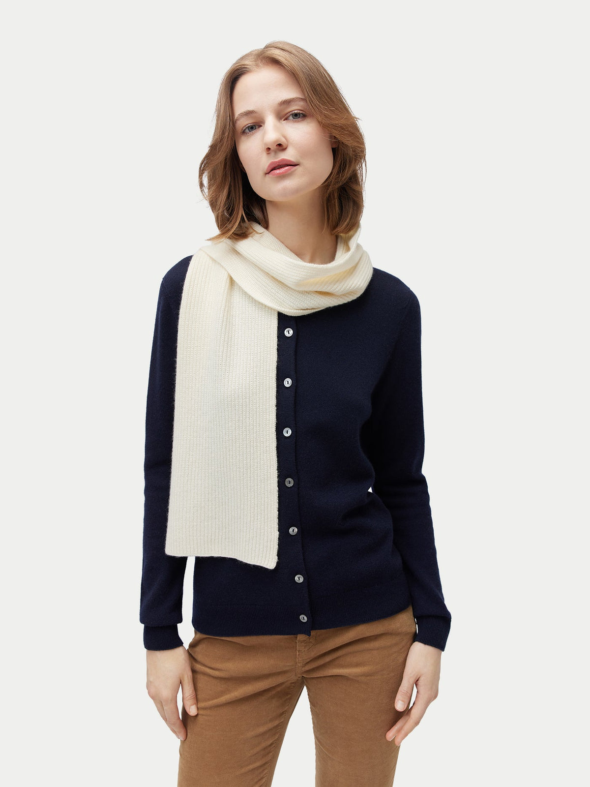 Fisherman Knit Scarf — White