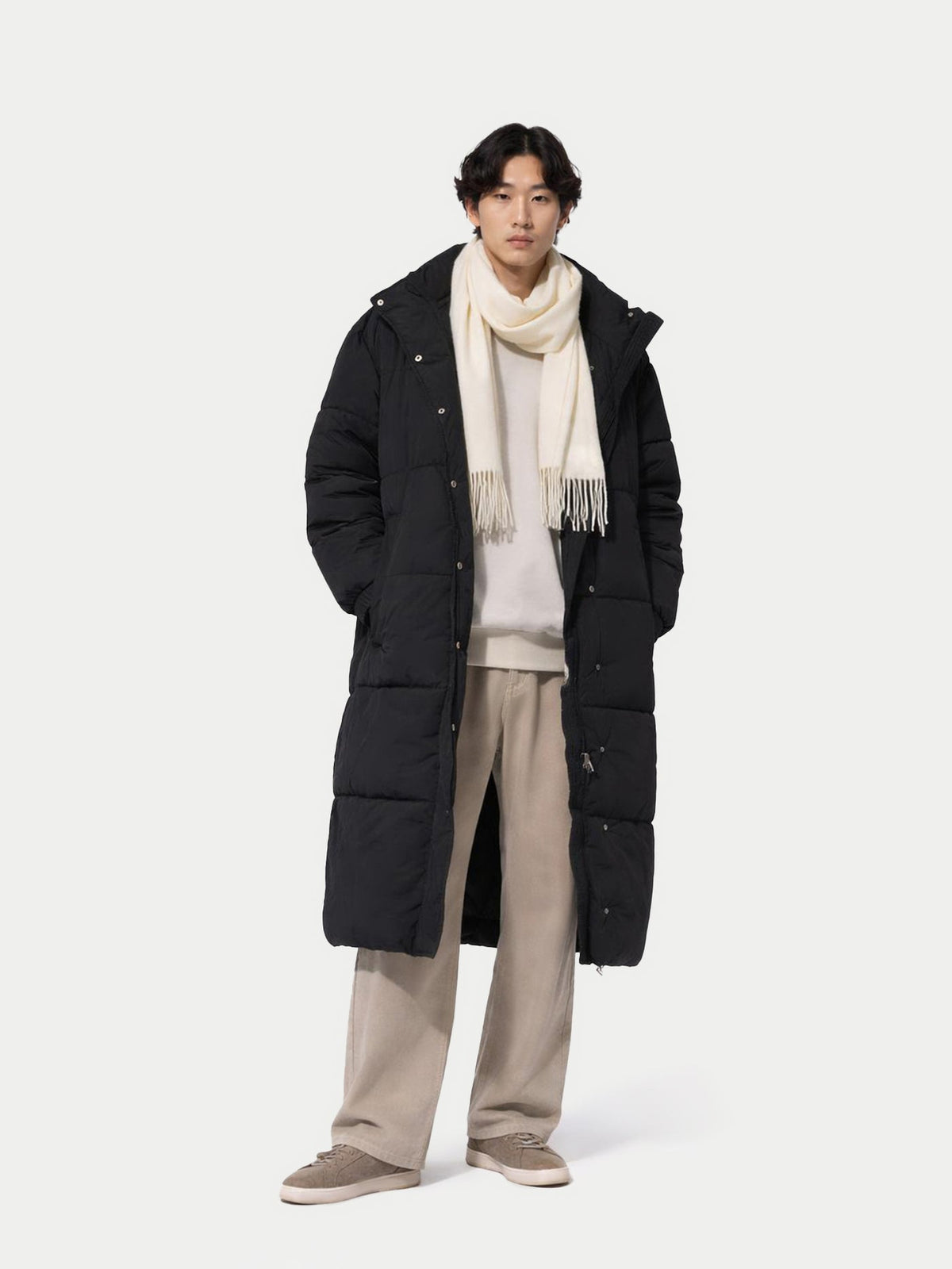 Cashmere Fringed Scarf — White