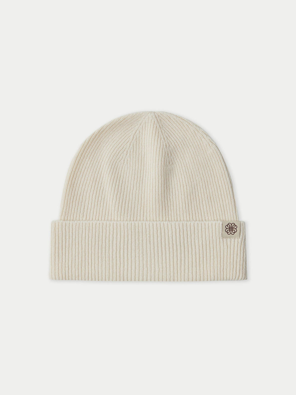 Cashmere Rib Knit Beanie — White