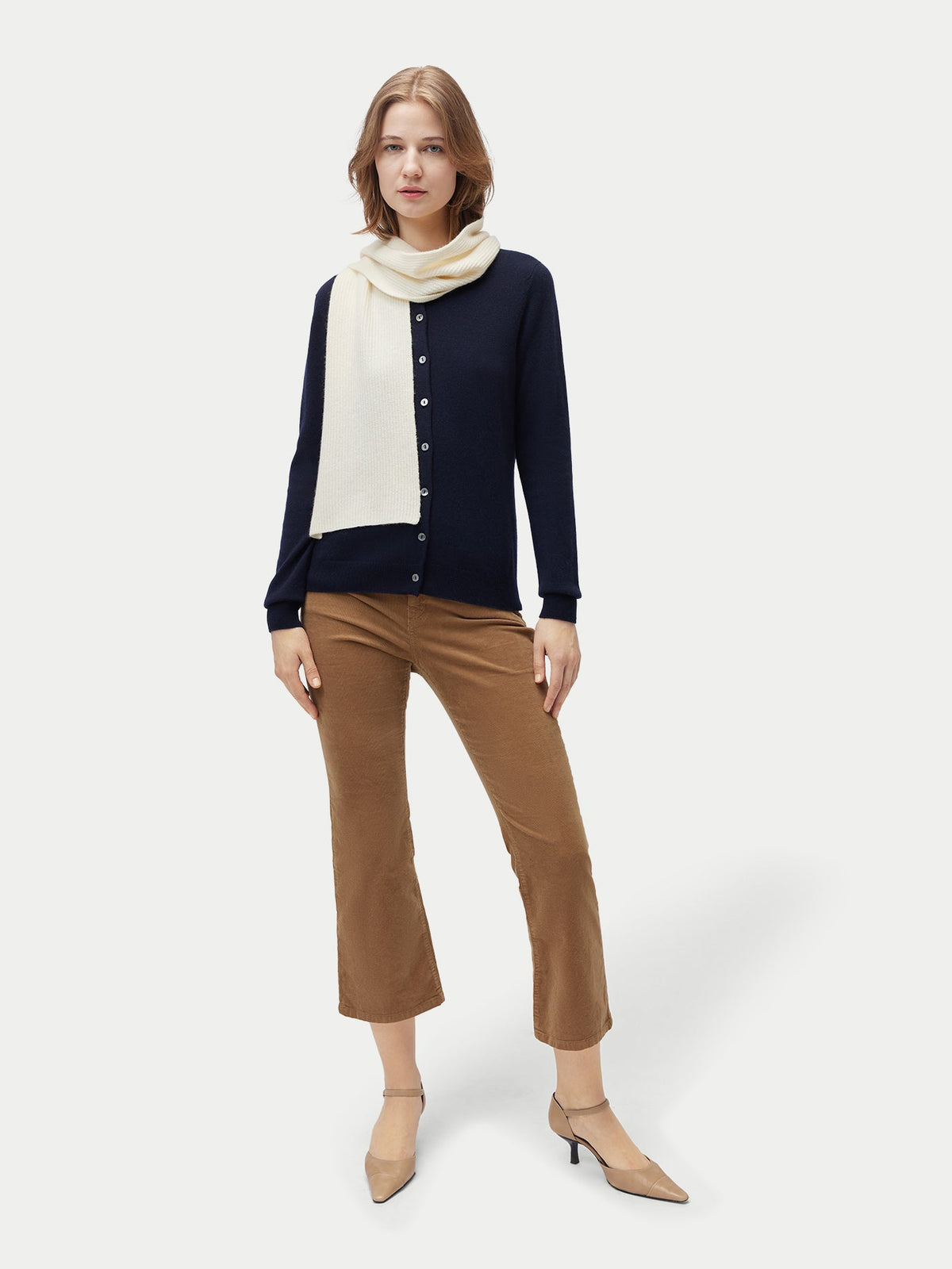 Fisherman Knit Scarf — White