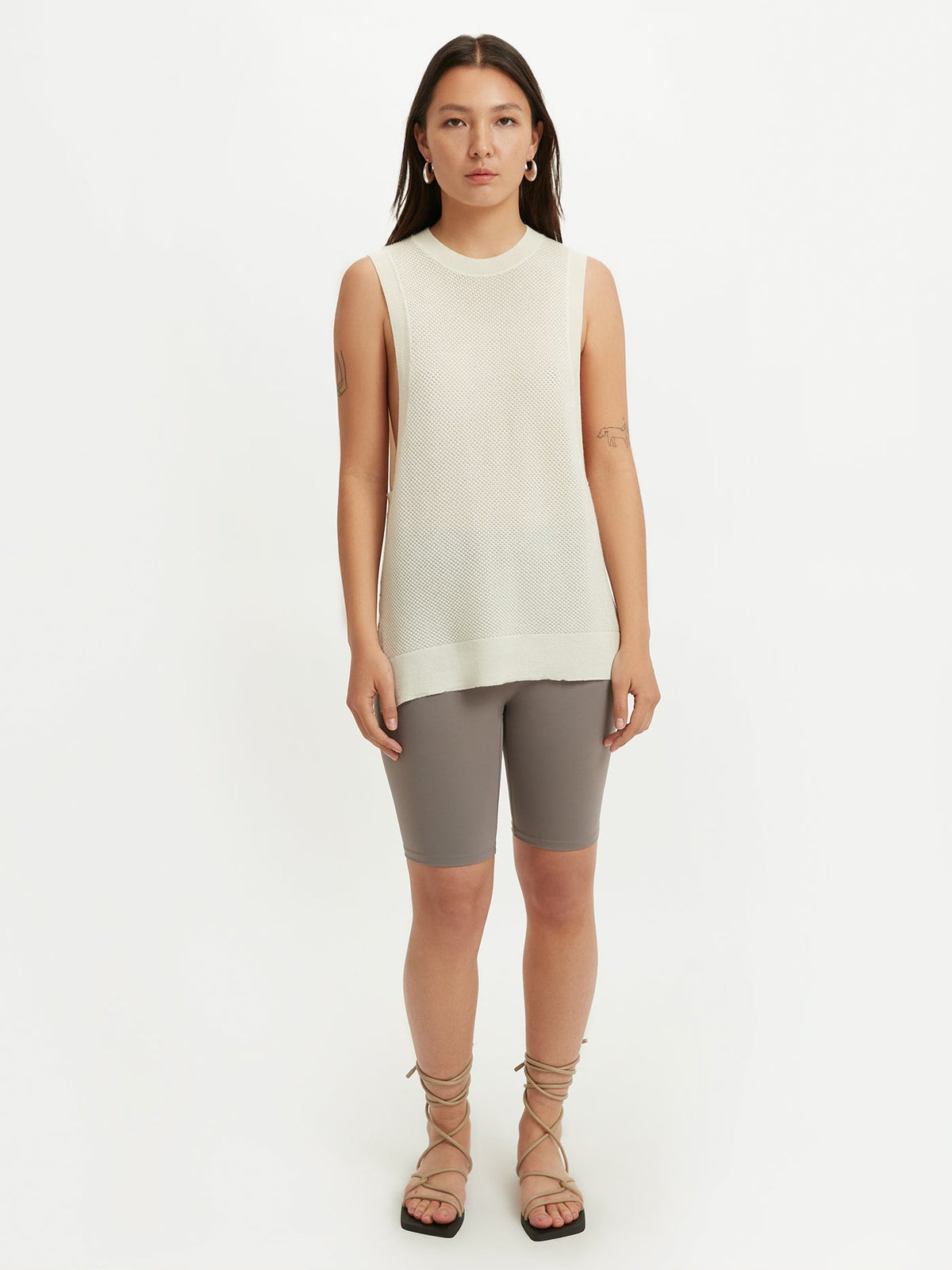 Silk Cashmere Ajour Knitted Top — White