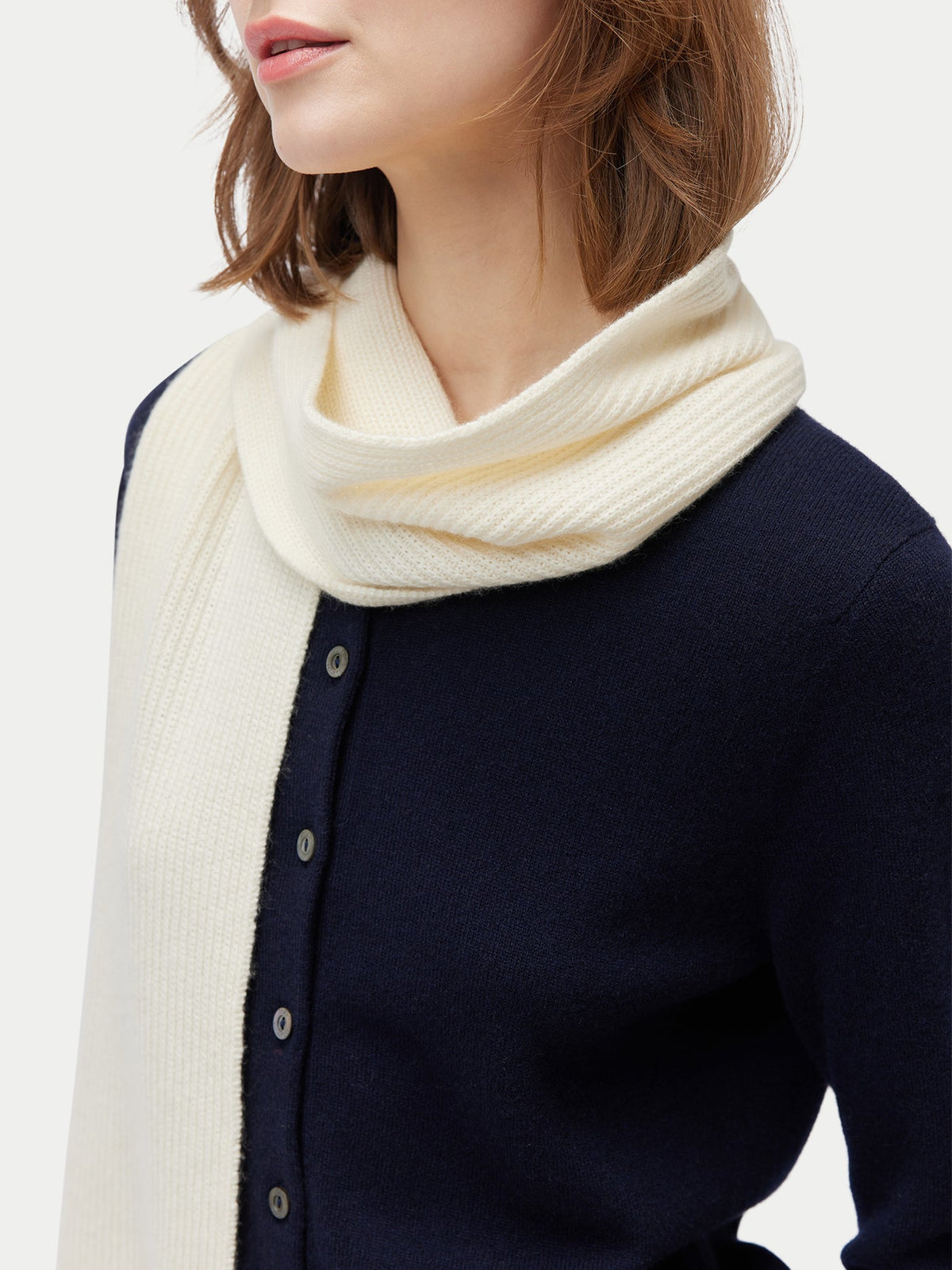 Fisherman Knit Scarf — White