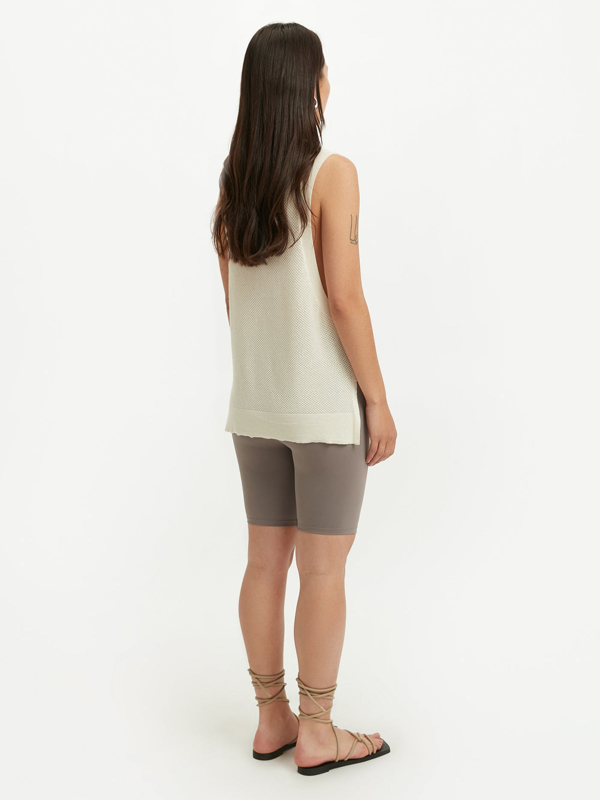 Silk Cashmere Ajour Knitted Top — White