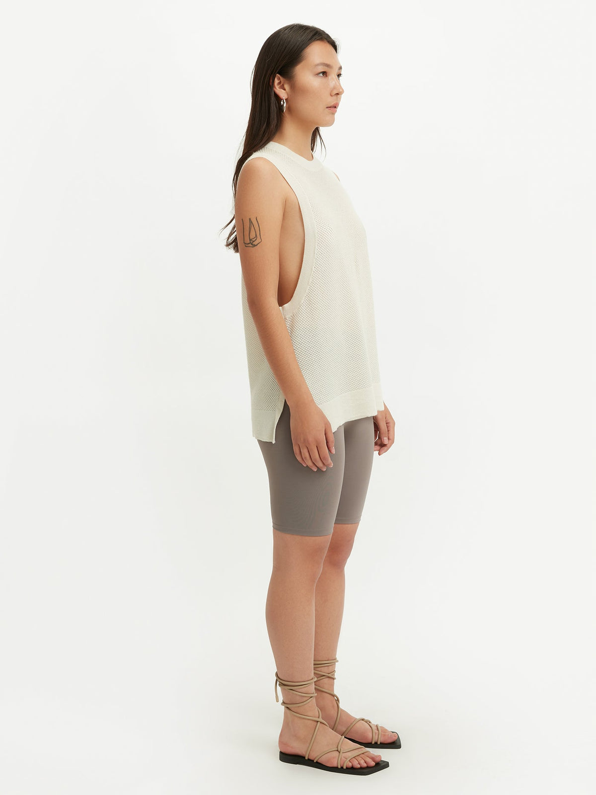 Silk Cashmere Ajour Knitted Top — White